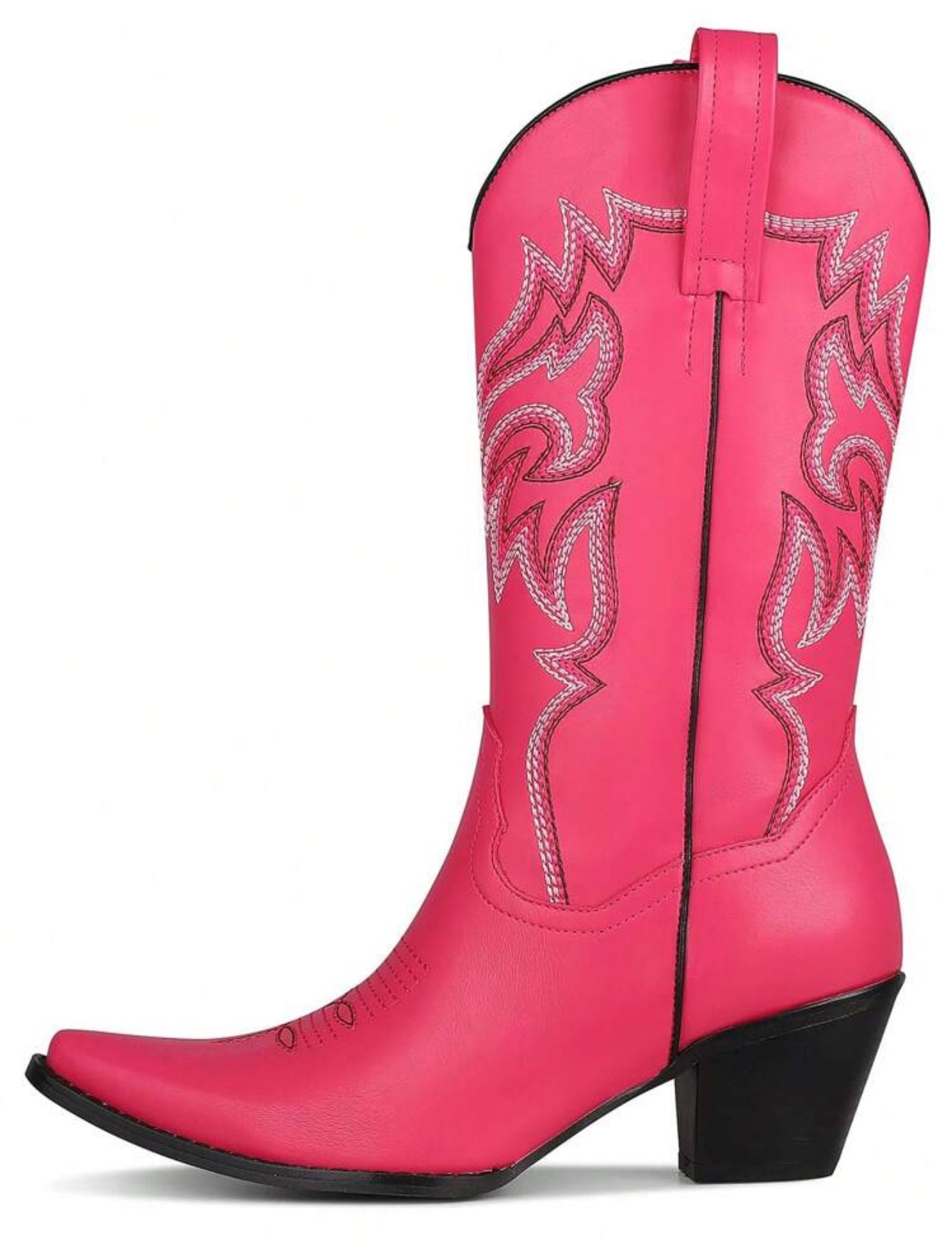 Stylish Women's Classic Mid Calf Cowboy Boots – Embroidered Pointed Toe Pull On Western Shoes-Free Shipping