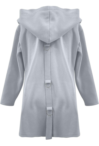 Chic Long Sleeve Open Front Sweater Jacket with Hood - Casual Elegance - Free Shipping