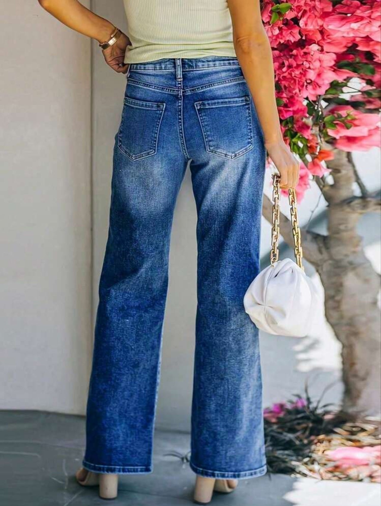 Loose Fit Women's Wide Leg Jeans, Non-Stretch, Denim Pants with Pockets-Free Shipping