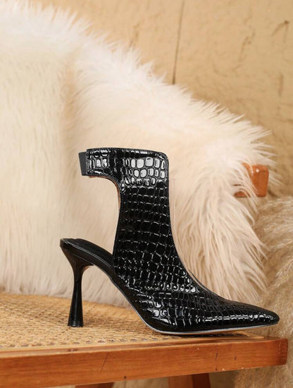 Stylish Spliced Design High Heels - Elegant Pointed Toe Ankle Boots - Free Shipping