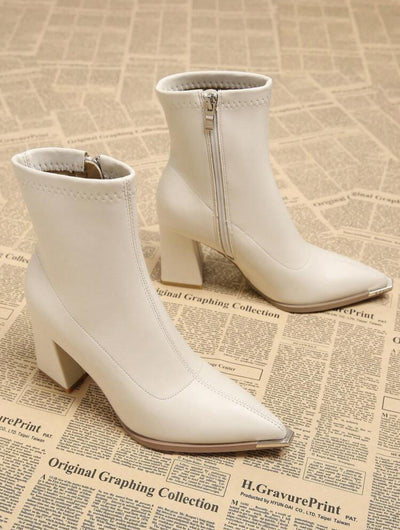 Chic Fashionable Women's Boots, Versatile Thick Heel Pointed Toe Ankle Boots-Free Shipping