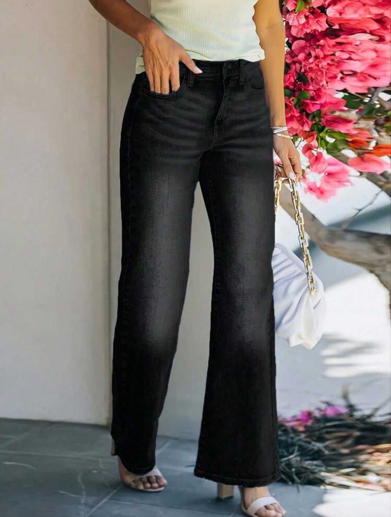 Loose Fit Women's Wide Leg Jeans, Non-Stretch, Denim Pants with Pockets-Free Shipping