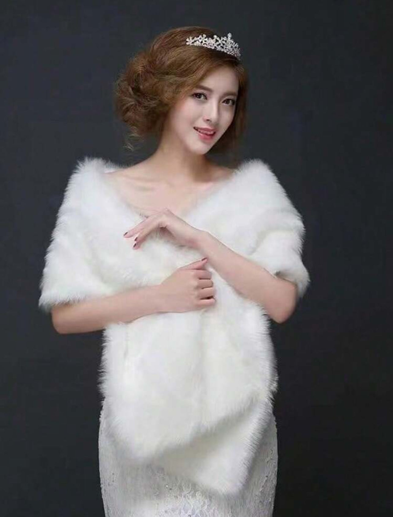 Luxurious White Thick Faux Fur Long Shawl Wrap - Free Shipping