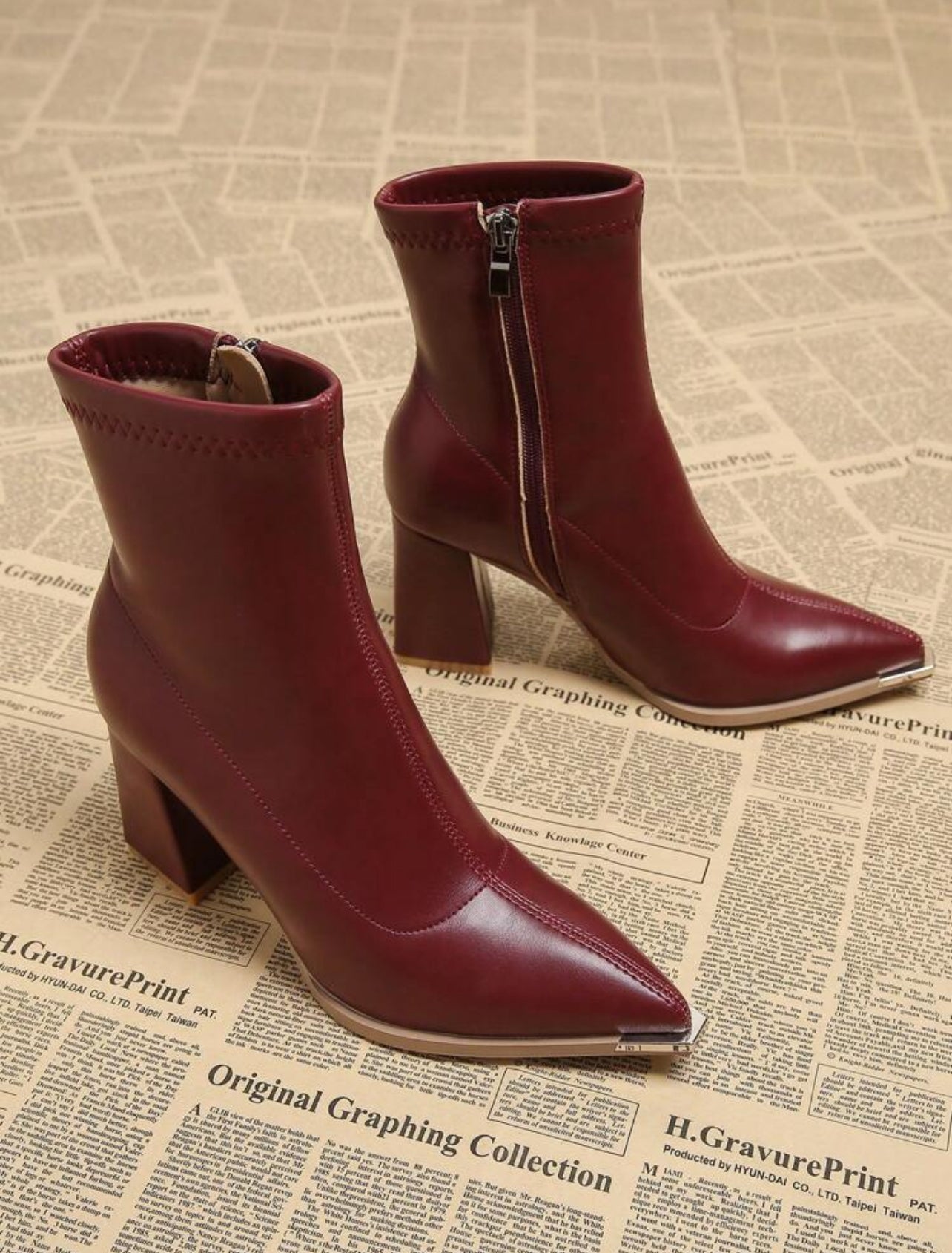 Chic Fashionable Women's Boots, Versatile Thick Heel Pointed Toe Ankle Boots-Free Shipping