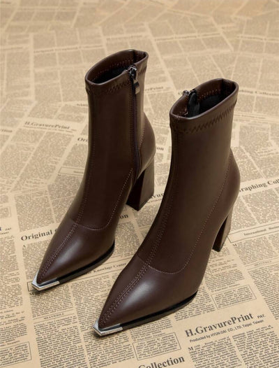 Chic Fashionable Women's Boots, Versatile Thick Heel Pointed Toe Ankle Boots-Free Shipping