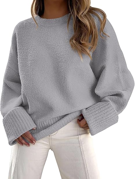 Oversized Ribbed Knitted Folded Cuff Long Sleeve Pullover Sweater – Free Shipping