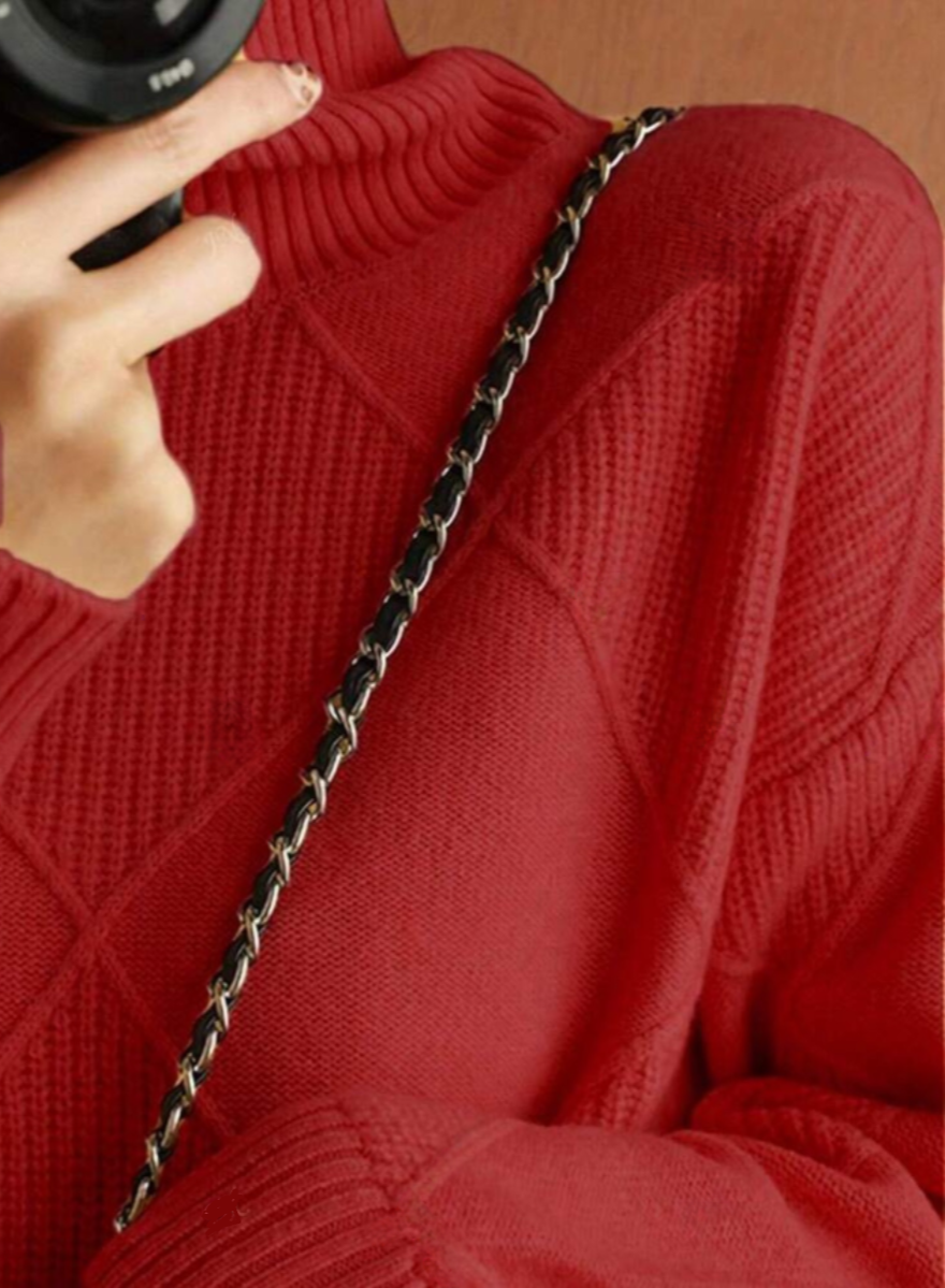 Cozy and Chic: Plus Size Turtleneck Ribbed Sweater-Free Shipping