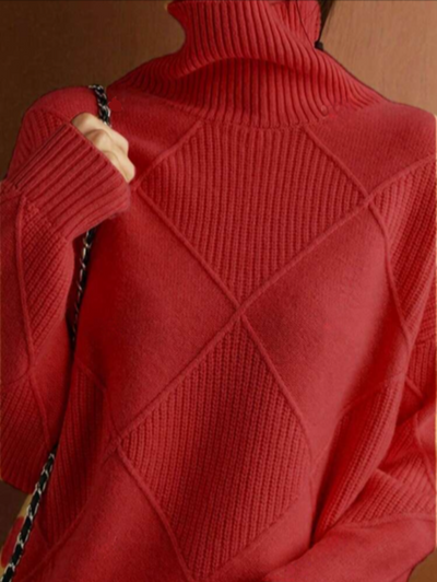 Trendy and Cozy: Plus Size Turtleneck Ribbed Sweater-Free Shipping