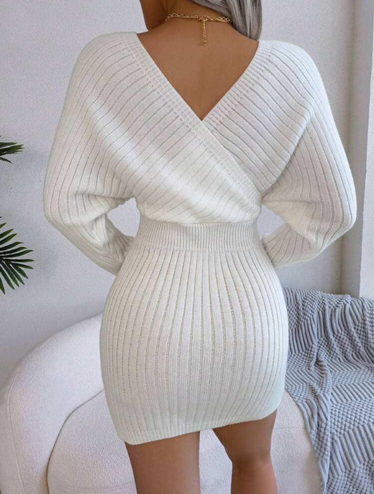 White Sweater Short Dress