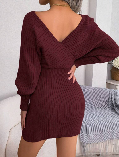 Burgundy Sweater  Short Dress