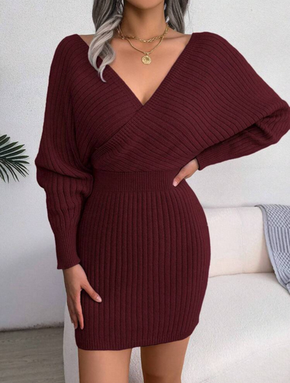 Burgundy Sweater  Short Dress