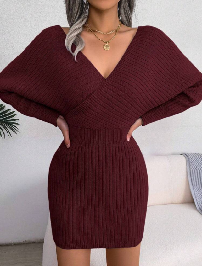 Burgundy Sweater  Short Dress