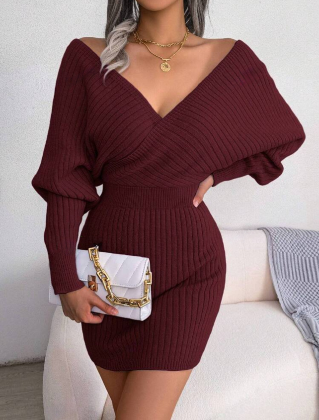 Burgundy Sweater  Short Dress