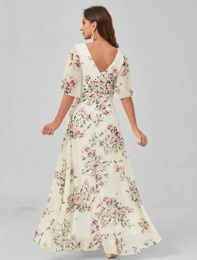 Floral A-Line Dress - Effortless Elegance, Free Shipping