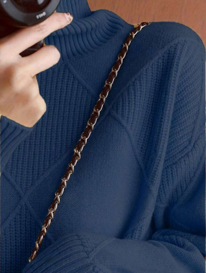 Cozy and Chic: Plus Size Turtleneck Ribbed Sweater-Free Shipping