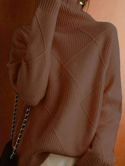 Cozy and Chic: Plus Size Turtleneck Ribbed Sweater-Free Shipping