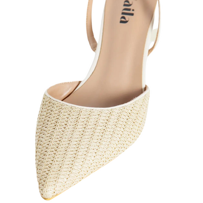 Lynn Slingback Pumps Beige Extended Sizes - Free Shipping