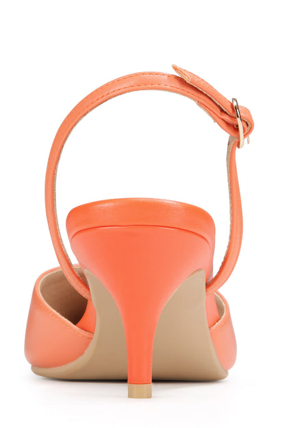 Mia Slingback Apricot Kitten Heels Extended Sizes - Free Shipping