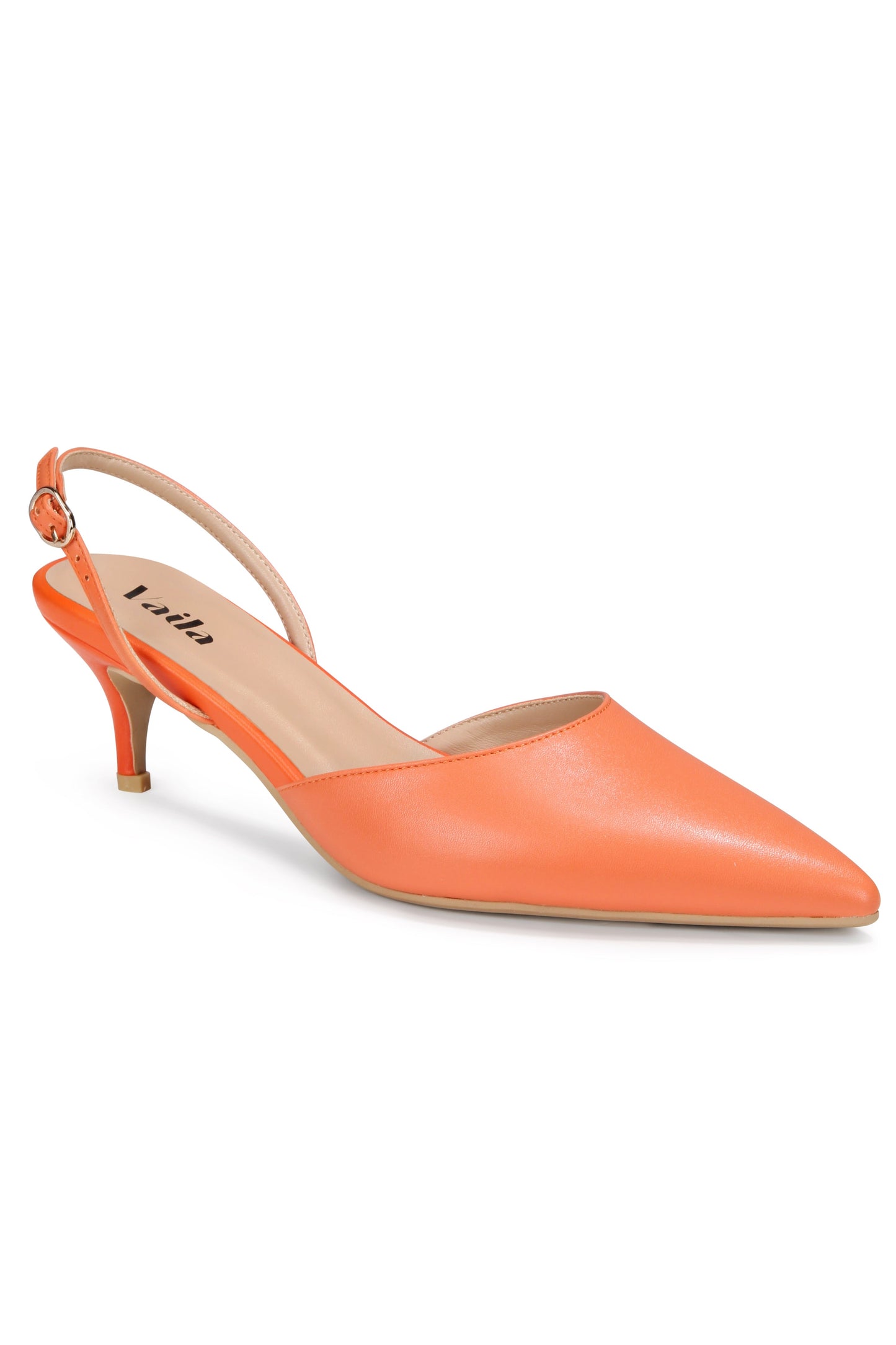 Mia Slingback Apricot Kitten Heels Extended Sizes - Free Shipping