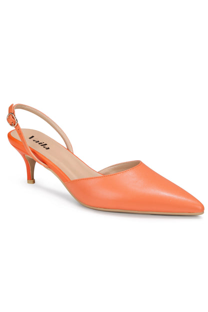 Mia Slingback Apricot Kitten Heels Extended Sizes - Free Shipping