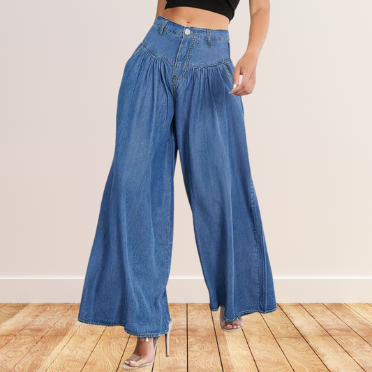 Stylish Pleated Palazzo Pants with Zipper Closure - Free Shipping