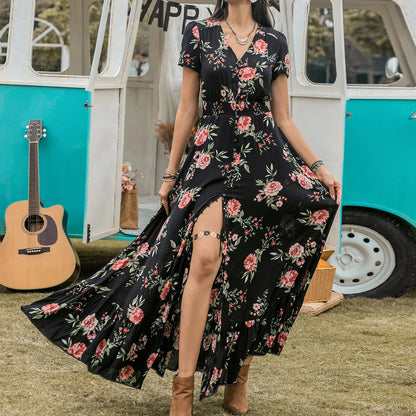 Trendy Floral Bohemian Maxi Dress - Perfect for Effortless Style