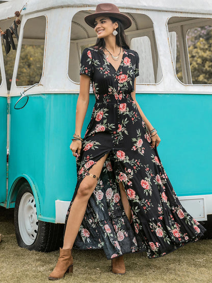 Trendy Floral Bohemian Maxi Dress - Perfect for Effortless Style