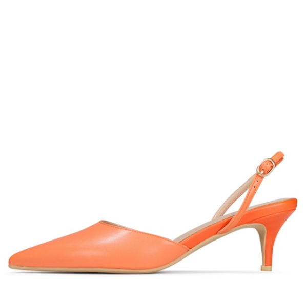 Mia Slingback Apricot Kitten Heels Extended Sizes - Free Shipping