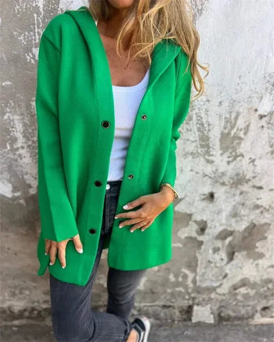 Stylish Long Sleeve Open Front Sweater Jacket with Hood - Casual Elegance - Free Shipping