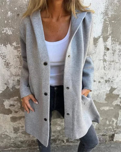 Stylish Long Sleeve Open Front Sweater Jacket with Hood - Casual Elegance - Free Shipping