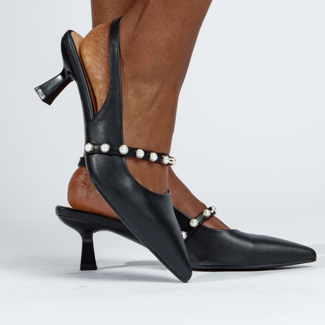 Sophia Slingback Pumps Black Extended Sizes - Free Shipping