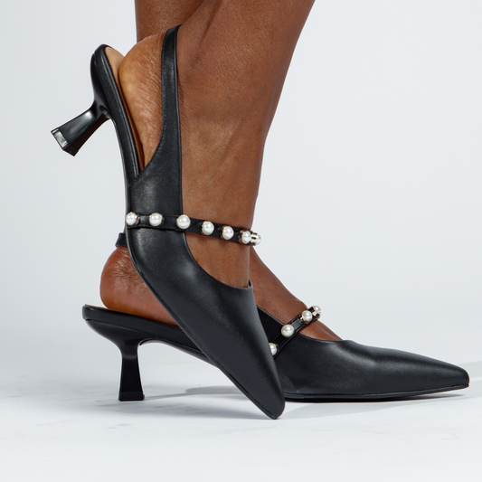 Sophia Slingback Pumps Black Extended Sizes - Free Shipping