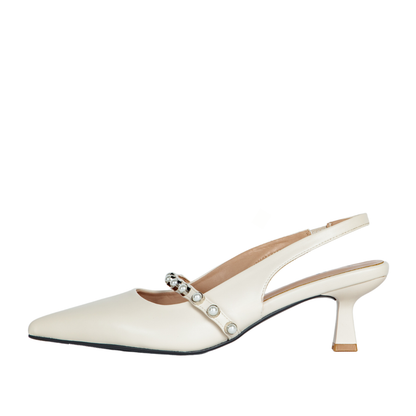 Sophia Slingback Pumps Ivory Extended Sizes - Free Shipping