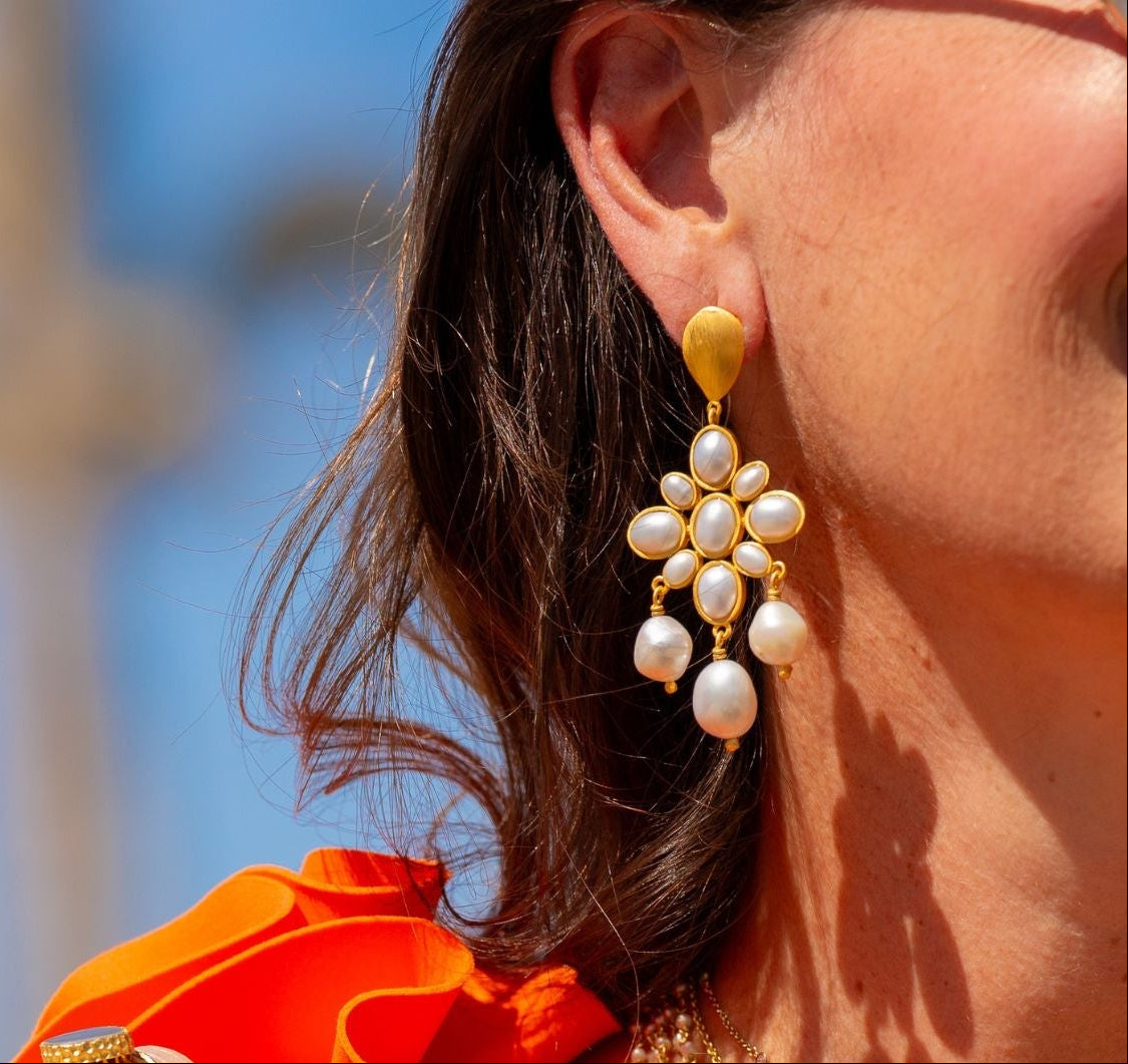 Swept Away Drop  Pearl Earrings - Free Shippings