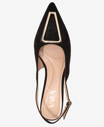 Cecilia Slingback Black Kitten Heels Extended Sizes - Free Shipping