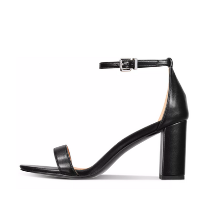 Zoe Sandals Black Block Heels Extended Sizes - Free Shipping