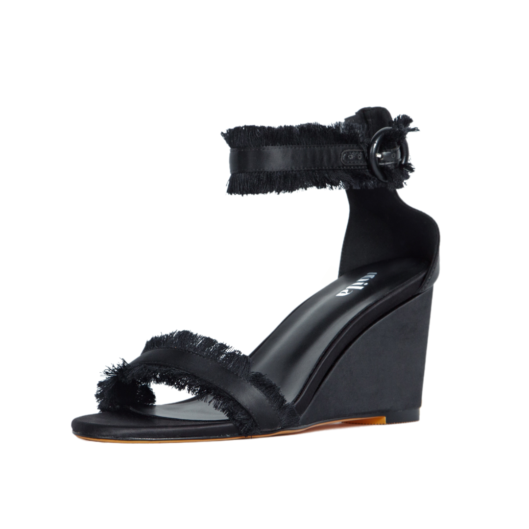Angela Wedges Black Extended Sizes - Free Shipping