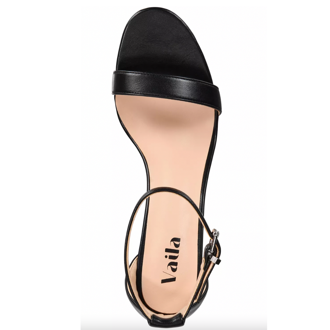 Zoe Sandals Black Block Heels Extended Sizes - Free Shipping