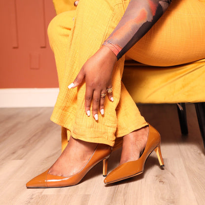Michelle Pumps Coffee Extended Sizes - Free Shipping