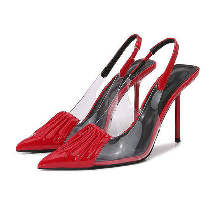 Pointed Toe Transparent Patent Leather Stiletto High Heels - Free Shipping
