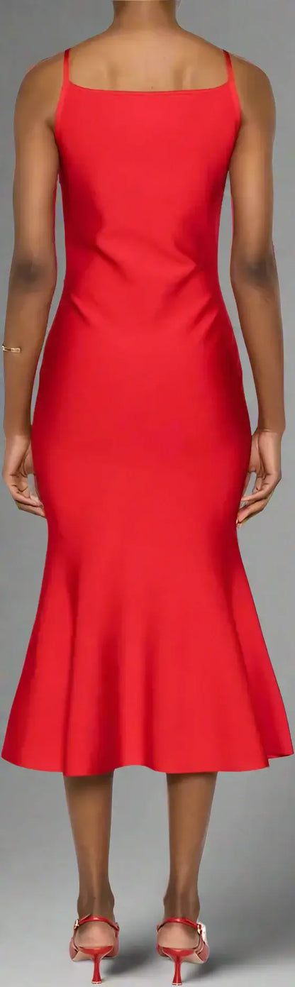 Alexander McQueen Red Viscose Flared Knit Dress - Free Shipping