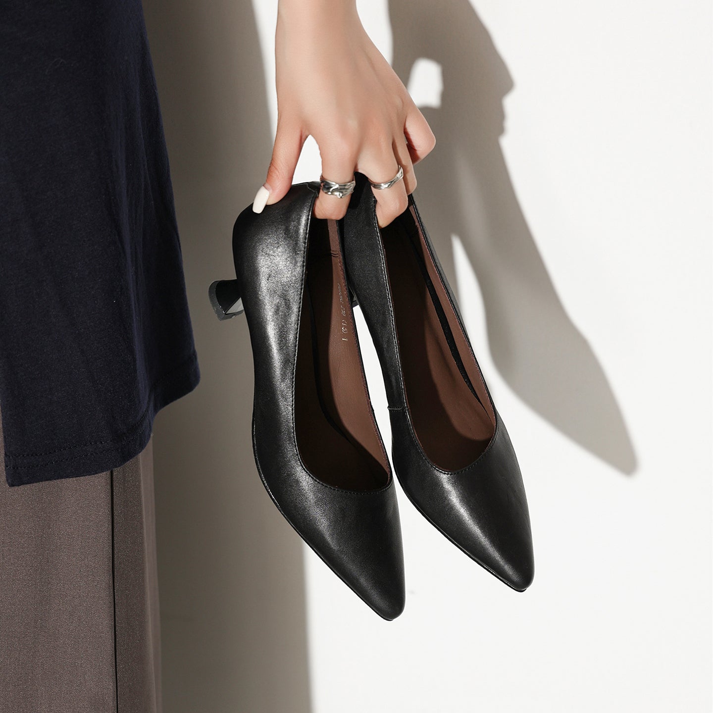 Pointed-Toe Cowhide Kitten Heels - Free Shipping