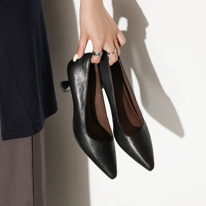 Pointed-Toe Cowhide Kitten Heels - Free Shipping