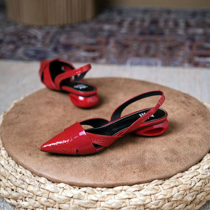 Patent Leather Pointed Toe Cutout Sandals - Free Shipping