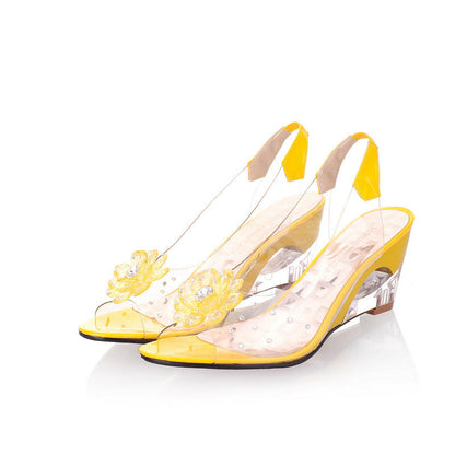 Transparent Crystal Peep Toe Sandals - Free Shipping