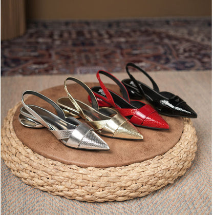 Patent Leather Pointed Toe Cutout Sandals - Free Shipping