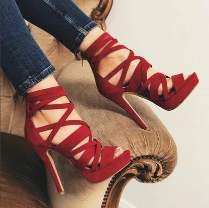 Vintage PU Leather High Heel Buckle High Heels - Free Shipping