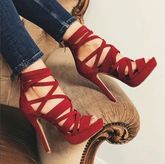 Vintage PU Leather High Heel Buckle High Heels - Free Shipping