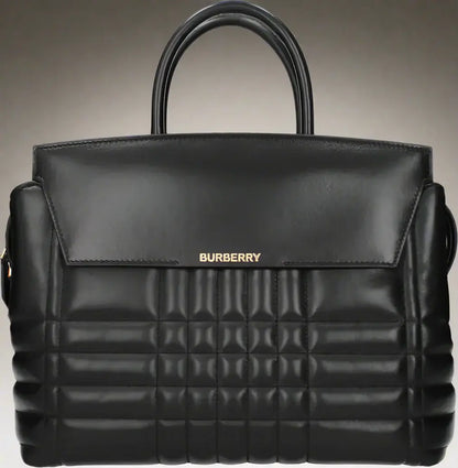 Burberry Women's Quilted-Block Black Leather Handbags - Free Shipping