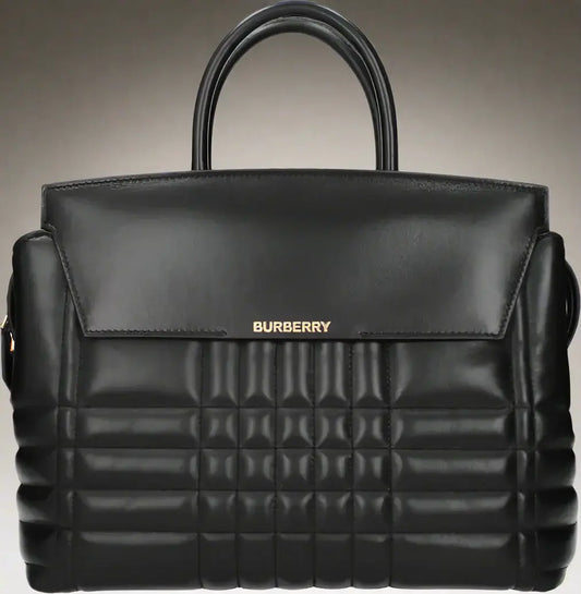 Burberry Women's Quilted-Block Black Leather Handbags - Free Shipping